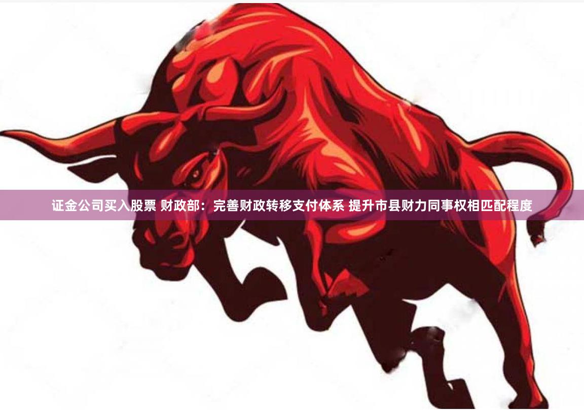 证金公司买入股票 财政部：完善财政转移支付体系 提升市县财力同事权相匹配程度
