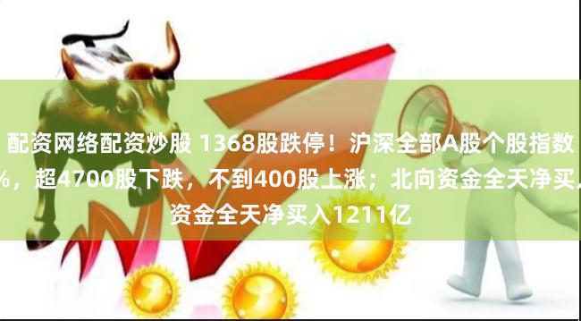 配资网络配资炒股 1368股跌停！沪深全部A股个股指数收跌824%，超4700股下跌，不到400股上涨；北向资金全天净买入1211亿